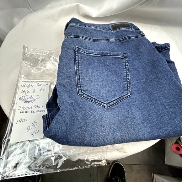 Beau Dawson Sound Style Jogger Denim Shorts  8 women's blue New York Bermuda - Picture 8 of 8